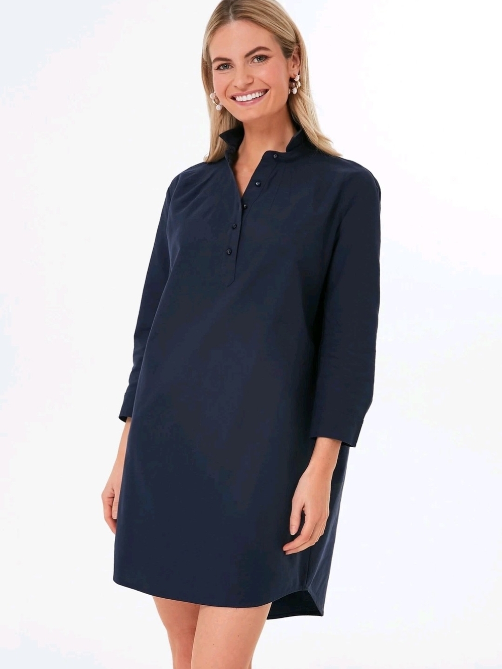 Pomander Place Tuckernuck Polly Dress French Navy Cotton Shift Mini Preppy S